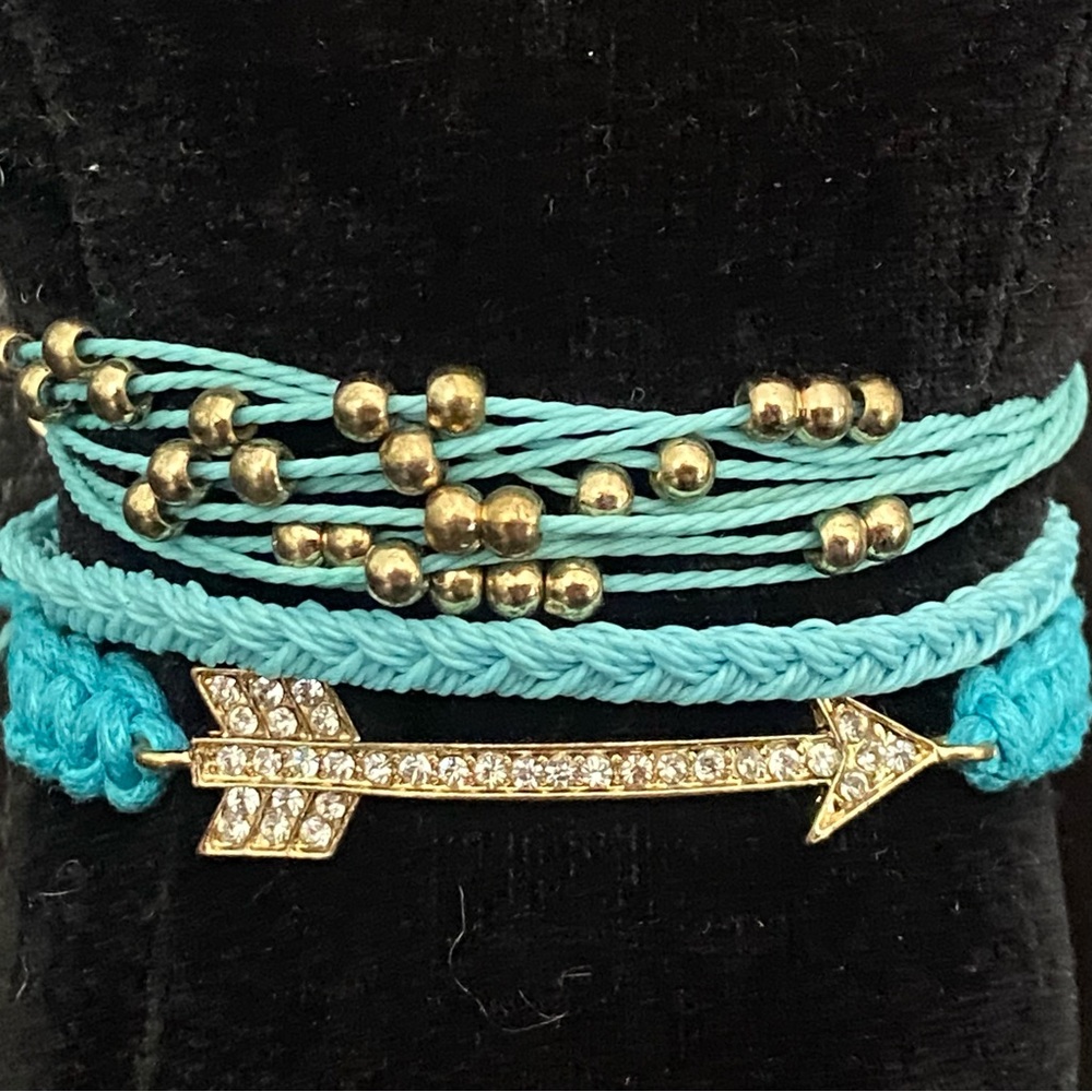 Set of 3 Turquoise Pura Vida String/Friendship Bracelets